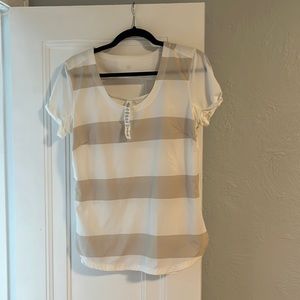 Lululemon Taupe Stripe Tee